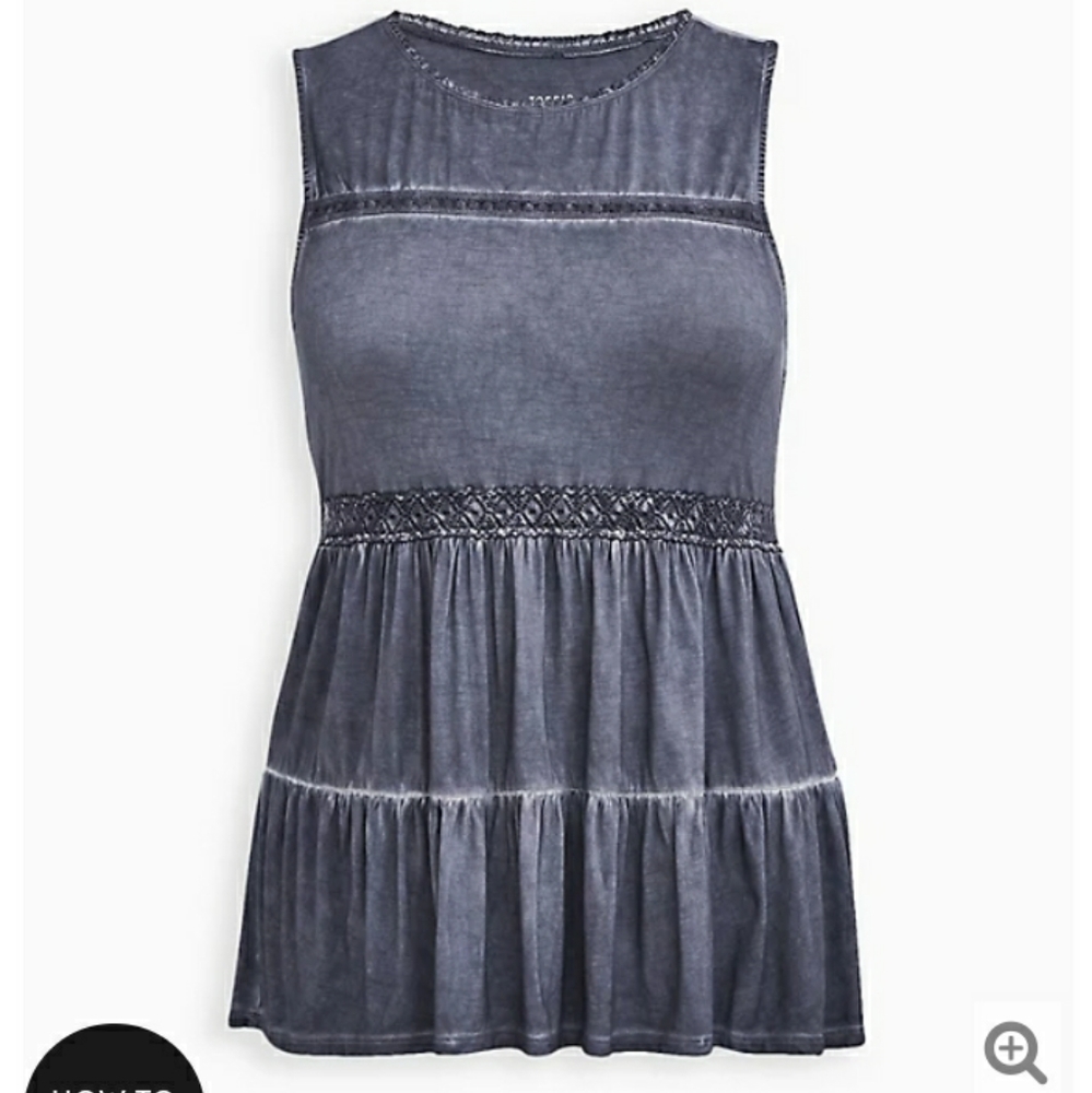 Dark Grey Wash Super Soft Babydoll Tank